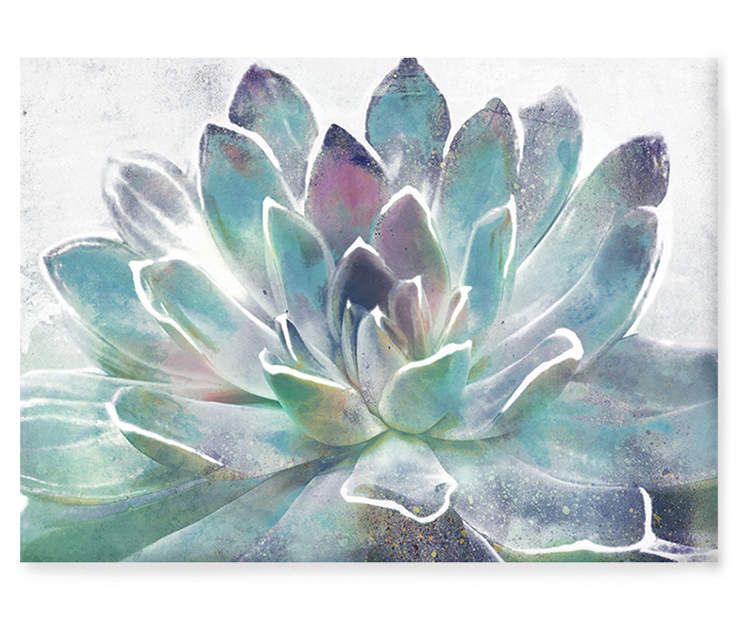 Beautiful Large Succulent Hand Embellished Canvas Wall Decor 36”x1.5”x26”