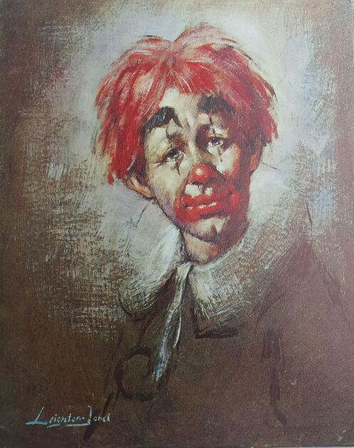 1970's Leighton Jones lithograph plaque clown paintings