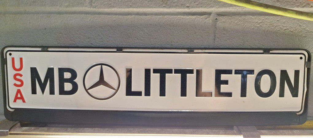 Mercedes Littleton License Plate With Mounting Bracket And Screws!