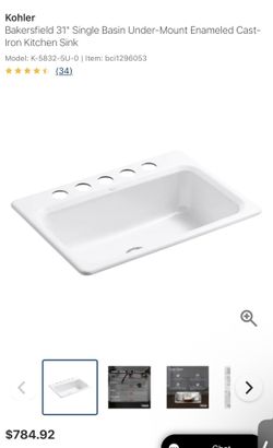 Kohler Undercount Sink-31”