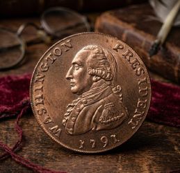 One Cent penny 1791 Washington Large Eagle American numsmatic shiny Vintage Copper Finish Coin Replica non-magnetic rare limited edition. I have 8 of 