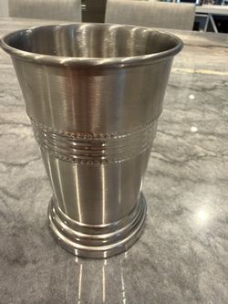 Brushed Metal Decorative Vase / Utensil Holder – Modern Farmhouse Décor