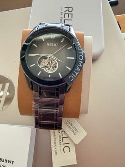 NEW! Relic by Fossil Rylan Men’s Automatic Watch. Gunmetal Steel, Diamond. ZR77338