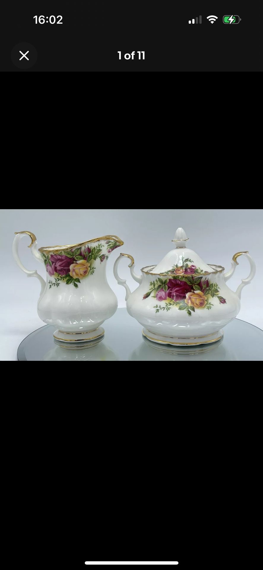 1962 Royal Albert Old Country Roses Creamer & Sugar Bowl Set Bone China England
