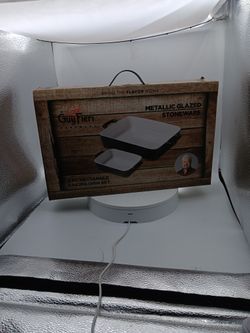 Guy Fieri Metallic Glazed Stoneware Bakeware 2 Pc Rectangle Baking Dish Set