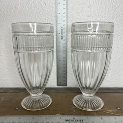 Anchor Hocking Annapolis Footed Tumbler Vintage Style Soda Fountain Glasses - Set Of 2