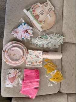 Fairy Disposable Tableware Set Flower Fairies Mushroom Party Plates Cups Napkins Sets Fairy Cake Topper Banner Fairy Party Decorations Supplies Girls 