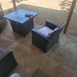 Fireplace. Loveseat And 2 Chairs