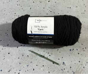 Black Yarn & Crochet Hook