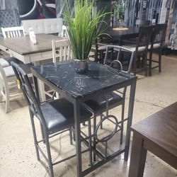Bar Table Set: 3 Piece Counter Height Pub Table Set