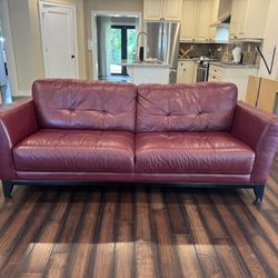 Burgundy-Reddish Leather Couch $600