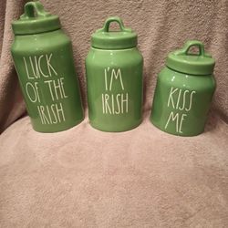 Rae Dunn Saint Patrick's Day Canister Green Brand New 