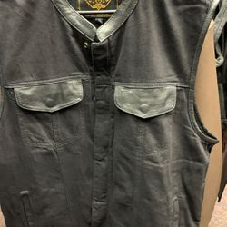 Men’s Club Vest Jean with Leather trim