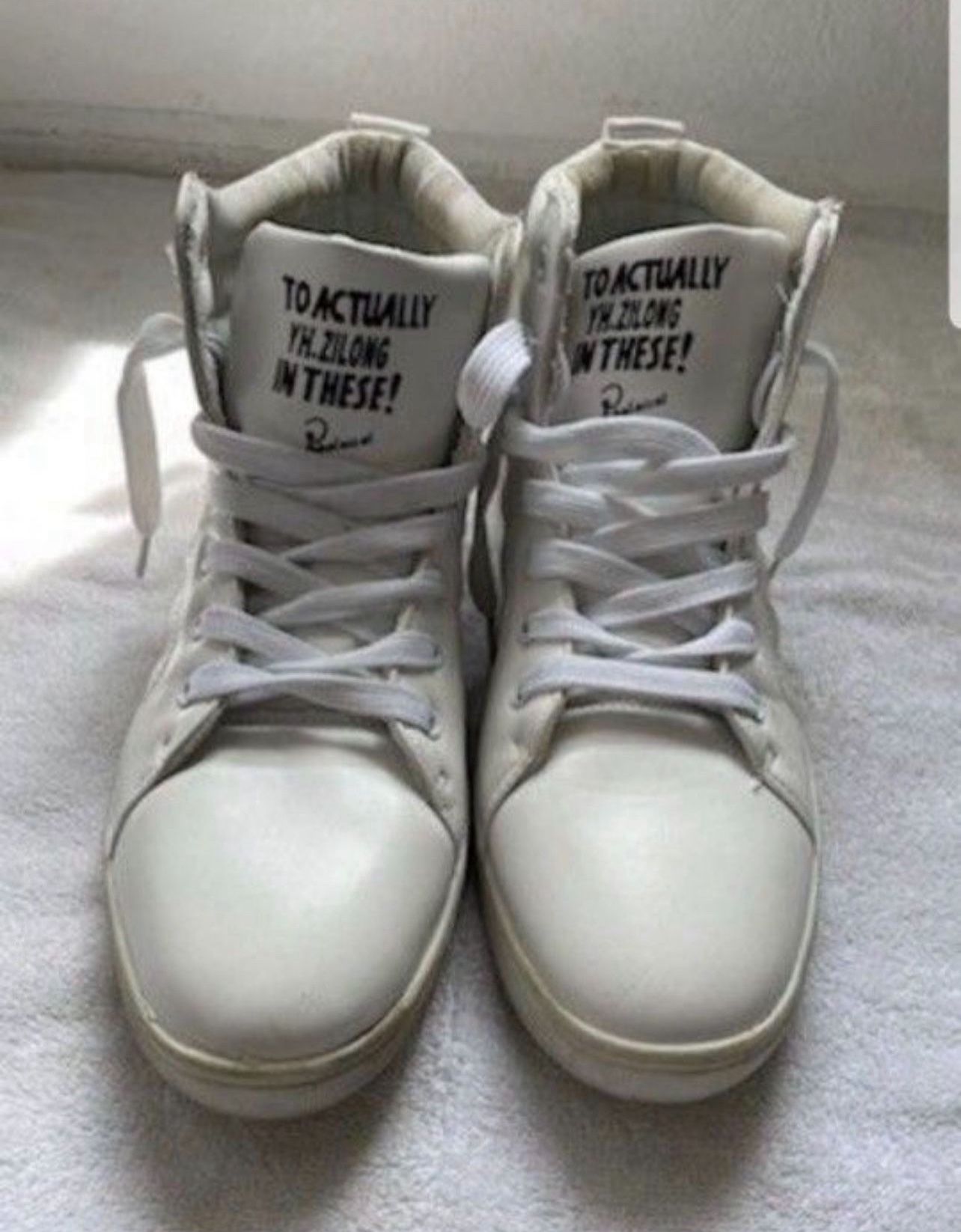 European White Leather High Top Zilong Men Shoes