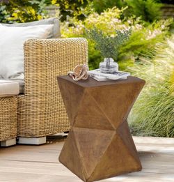 Concrete Art Side Table Lightweight: Modern Accent Table 31x31x45cm Brown Bedside Sofa Sides Tables Sitting Chair End Table for Living Room Indoors Ou