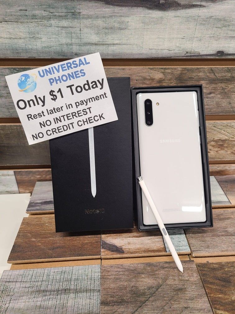 Samsung Galaxy Note 10 256gb Unlocked, FREE Smartwach/ Headphones. Pay $1 Today Rest in payments. NO CREDIT NEEDED FINANCING