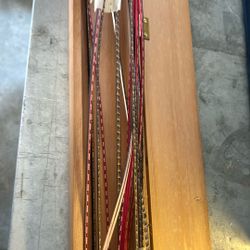 Inlay material for building guitars or banjos approximately 3 feet long is each piece in a nice wooden case