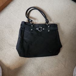 Woman's Lancome Black Zipper Top Shoulder Bag OBO