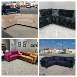 Brand NEW 7X9FT Sectional  COUCHES ,caramel,paisley  Black, Velvet Orange Pink,  Black Combo Fabric( Sofas ,couch  2piaces 