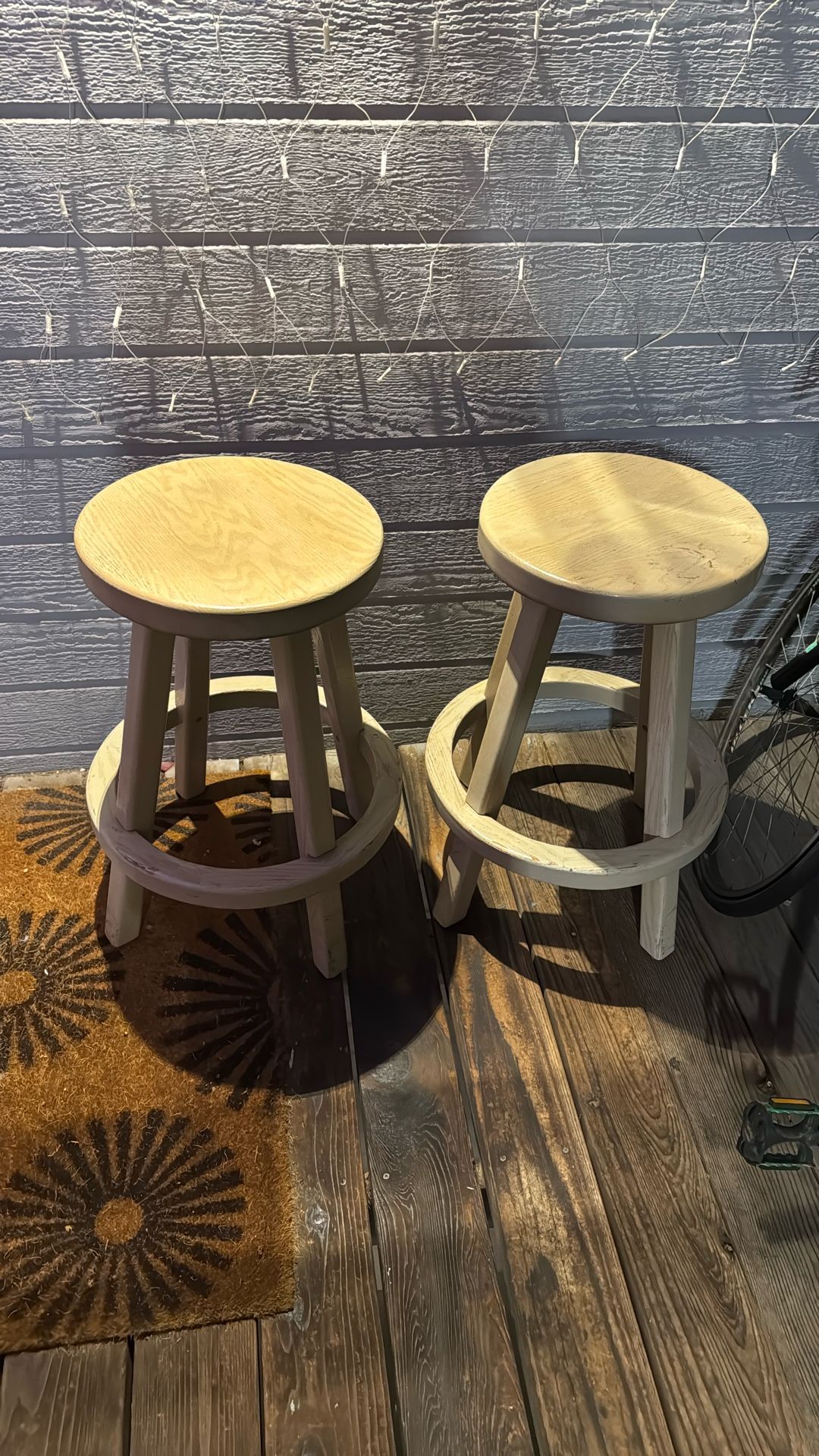 Pair Of Wooden Swivel Stools