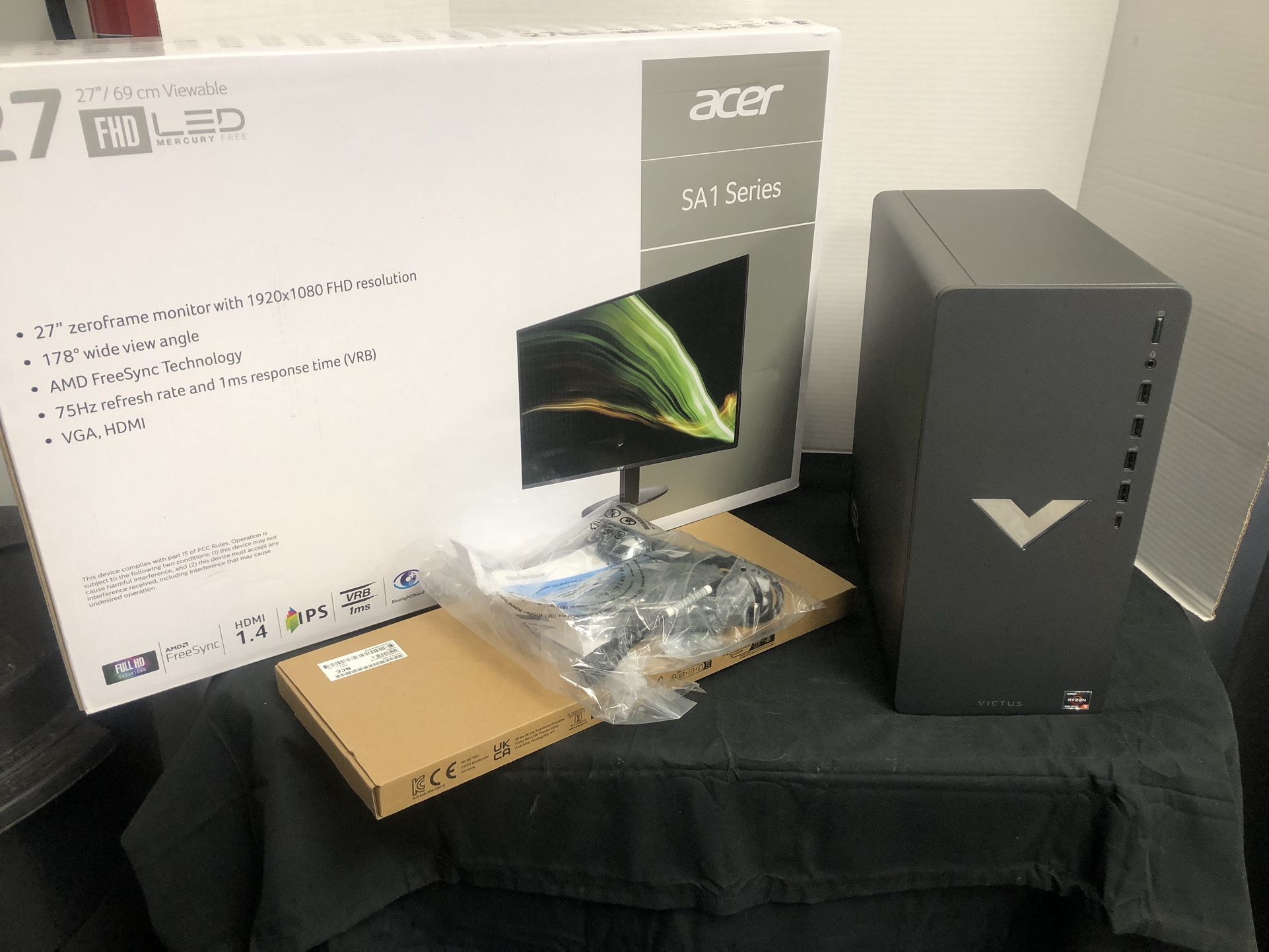 Hp Victuals Gaming Pc Ryzen 5 5600-CPU Radeon RX 16 gb ram 512 ssd - 500 gb hdd 27 - inch gaming Monitor
