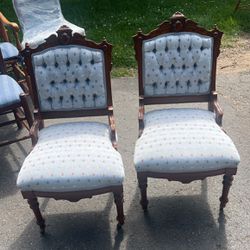 Pair Of Eastlake Style Parlor Chairs Circa Late Nineteenthby