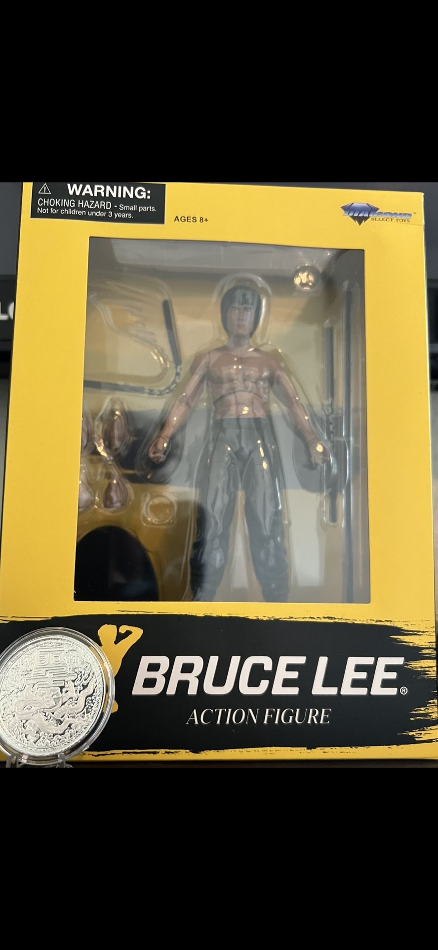 Bruce Lee Action Figure And 1oz Silver Dragon Coin