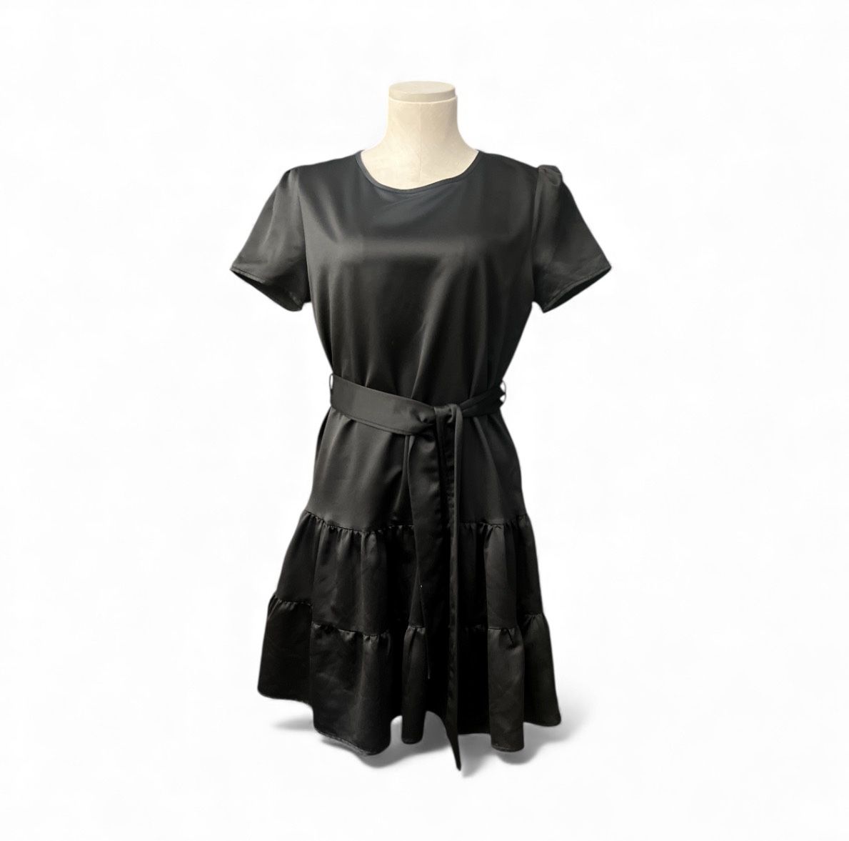 Studio Pasha Chic Black Satin Mini Dress NOT