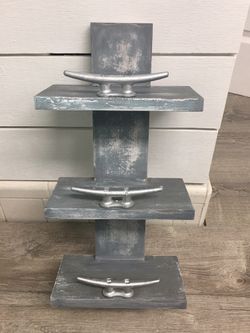 Nautical dock cleat storage, distressed coastal grey