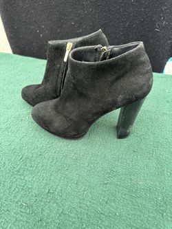 Black Suede Dress Boots, Size 10 4 1/2 Inch Heels