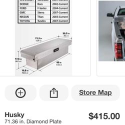 Husky 71.36 in. Diamond Plate Aluminum Full Size Crossbed Truck Tool Box