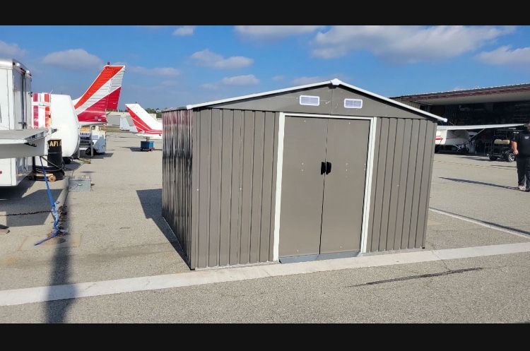 Sales $395!!! (New in box) 8' Lx 10'W Wx 6. H galvanized steel Metal Storage Shed Outdoor Garden Backyard 8'x10' Storage.