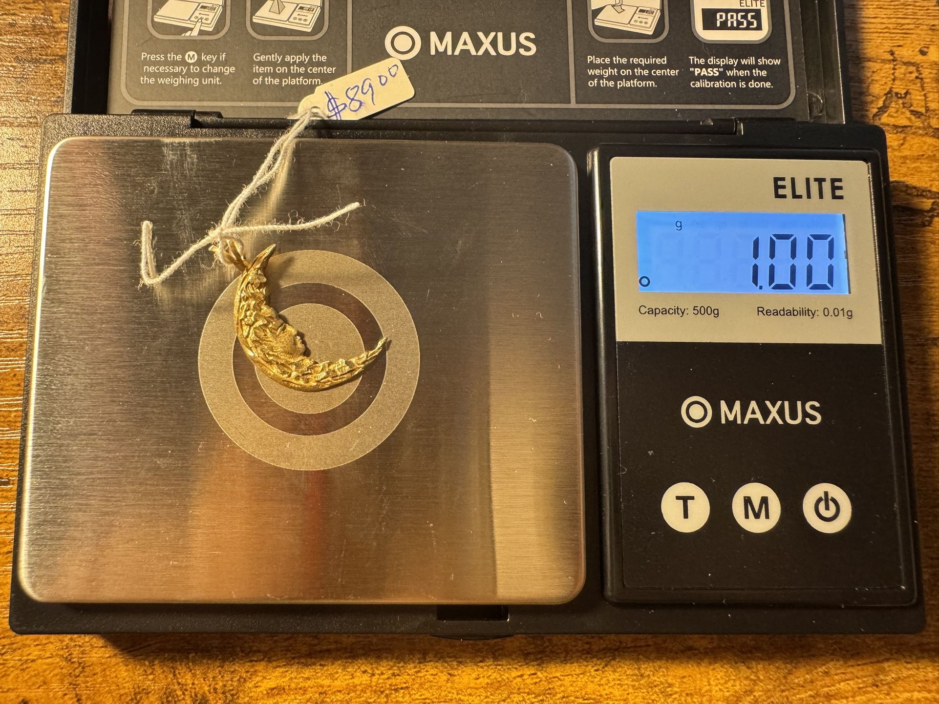 Gold Moon Necklace Charm