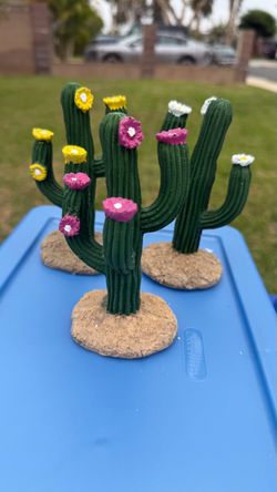 Hand-Painted Cactus Figurines Set of 18
