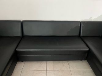Black Faux Leather Sectional Sofa