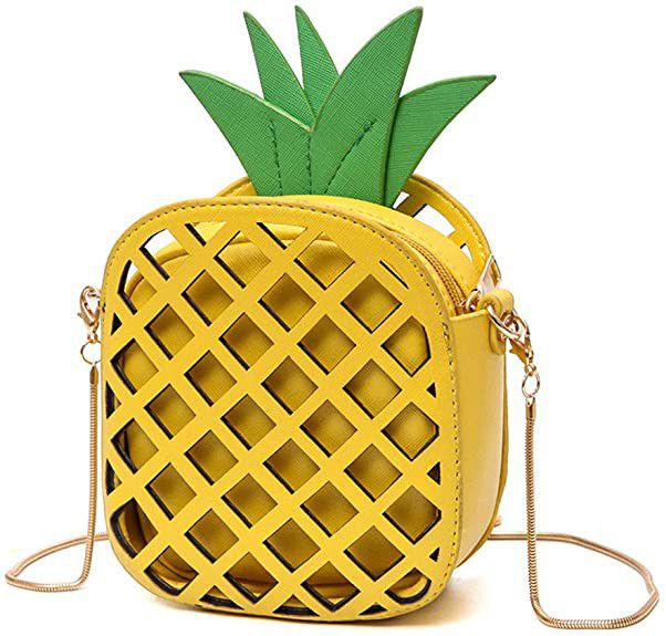 Small Crossbody Bag Cute Cartoon Purse Pineapple Fruit Shape Shoulder Bag PU leather Handbag Clutch for Womens Girls