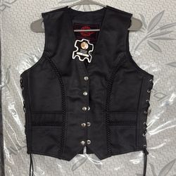 New Cycle Gear Genuine leather Black  biker vest