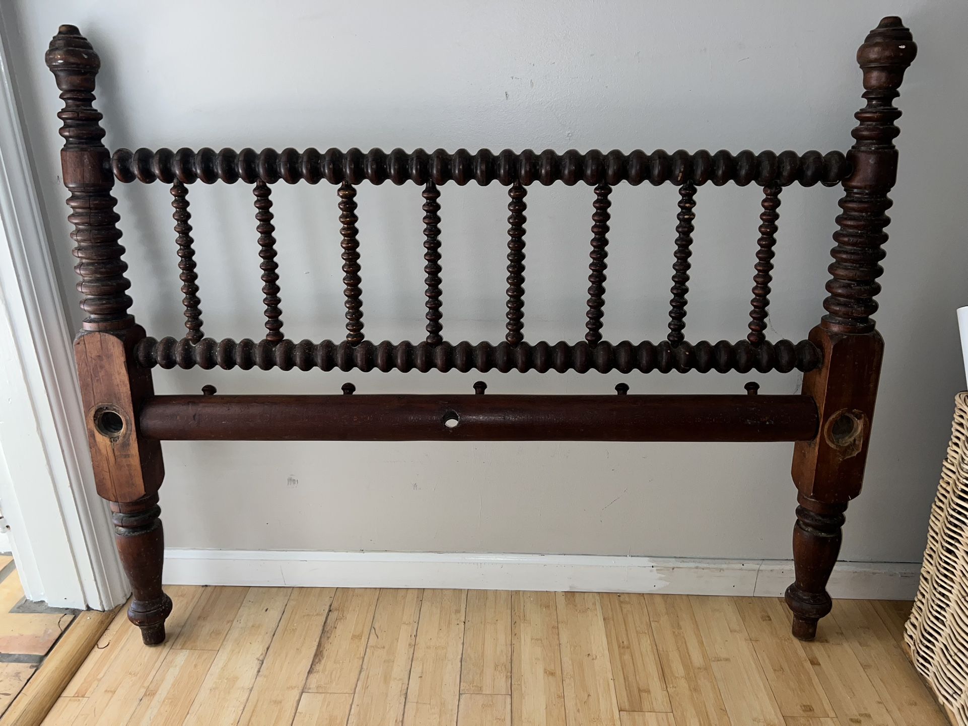 Solid Dark Wood Twin Bed Frame – Excellent Condition