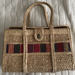 ✨Vintage Style 80’s LARGE Colorful Mexican Woven Straw Tote | Vintage 80s Mercado Market Beach Bag Top Handles Bucket Bag✨