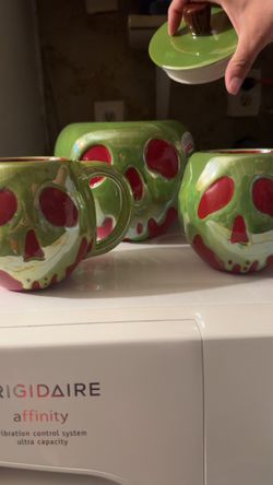 Poison Apple Cookie Jar And Two Mugs