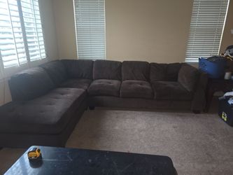 Dark Brown Fabric Sectional Sofa