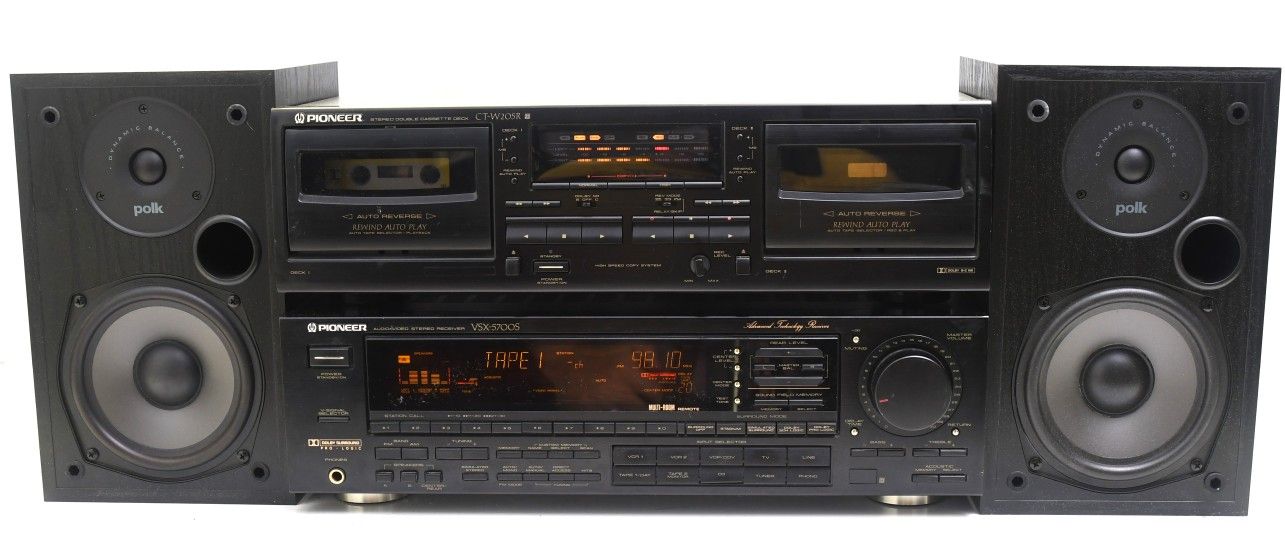 PIONEER POLK STEREO RECEIVER & CASSETTE COMBO