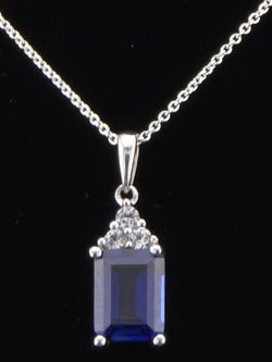 Lab-Grown Blue Sapphire (5 ct. t.w.) and White Sapphire (3/8 ct. t.w.) Necklace