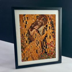 Framed Beauty and the Beast Klimt-Style Art Print 10x 12