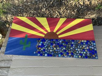 Wooden AZ State Flag With Bottle Caps