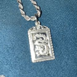 Small Silver Dragon Pendant 