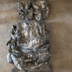 Large USGI MOLLE II Rucksack Backpack WITH FRAME + 2 Sustainment Pouches