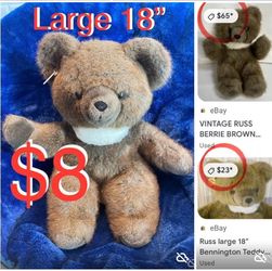 $8 Vintage Russ Bennington large Teddy Bear 🧸 18 inches tall like New