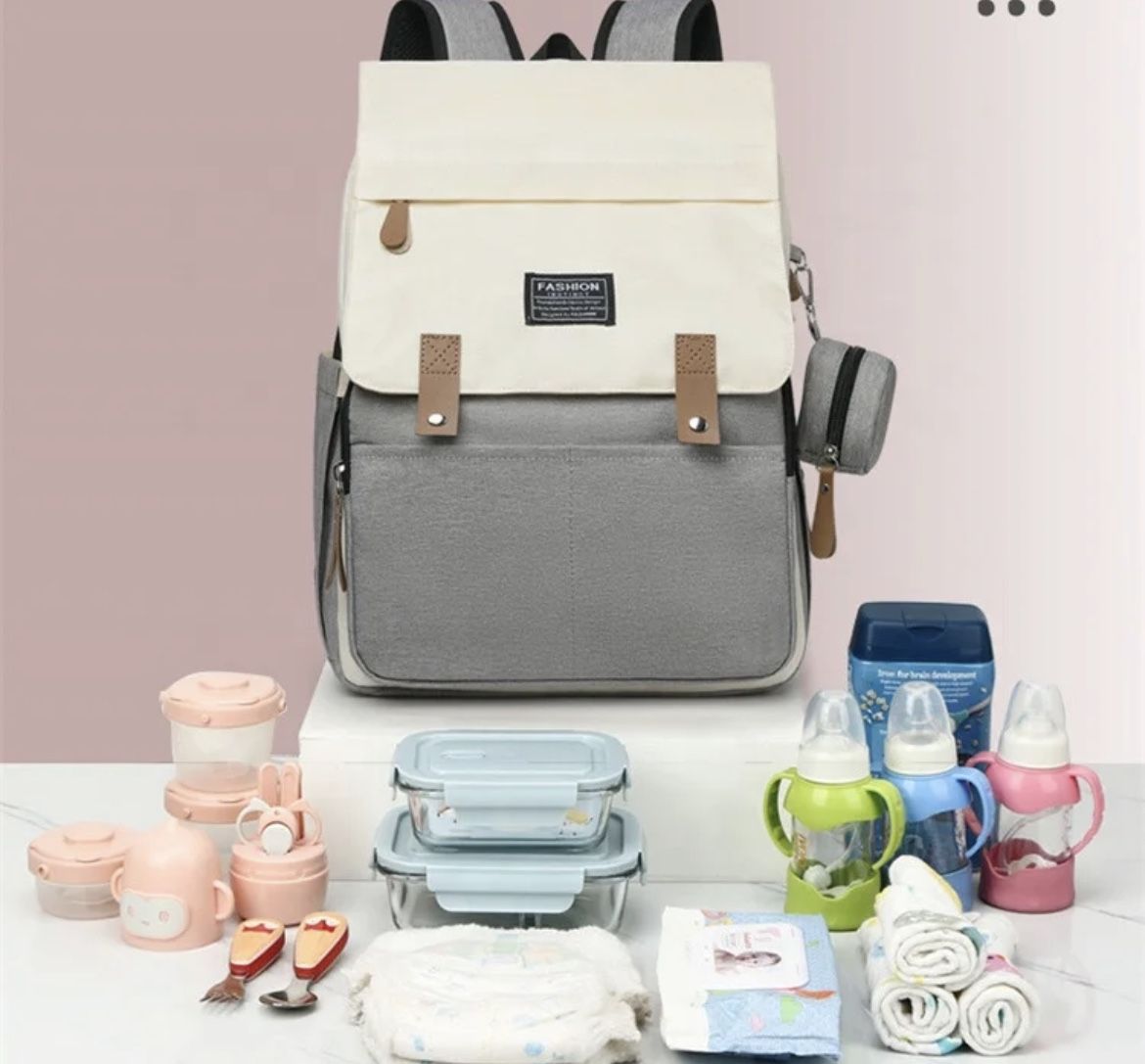 Baby Diaper Bag for Boys and Girls, Multifunctional Foldable Waterproof Nappy Bag for Mom.