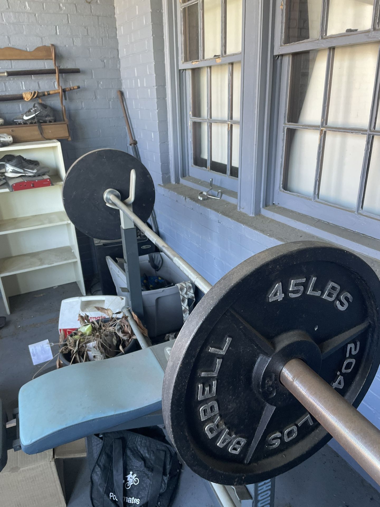 Olympic Style Weight Bench, Curl Bar, And 200lbs Everest Heavy Bag